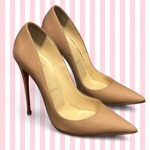 Christian Louboutin Kate 100mm Nude Patent Pointed-Toe Stiletto Pumps
